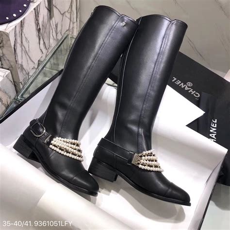 chanel boots with pearls 2021|Chanel over the knee boots.